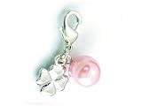 charms SilverS Charms Anhänger Kleeblatt Perle rosa pp097200232