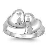 Sterling Silver Double Heart Ring (Size 5 - 9)