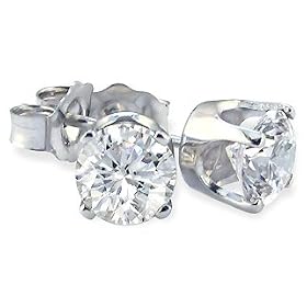 1 3ct Round Diamond Stud Earrings in 14k White Gold by 