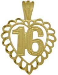 10K Yellow Gold Fancy #16 Heart Age Pendant with chain