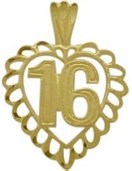 10K Yellow Gold Fancy #16 Heart Age Pendant