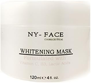 NY FACE-Whitening Mask Formulated with Vitamin C, B3, Lactic Acids- Best Lightening Treatment for Face Neck- Natural Dark Age Spots on Both Men and Women (4 oz)