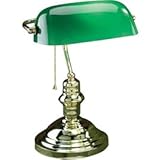 Lite Source LS-224AB Banker Banker's Lamp, Antique Brass with Green Glass Shade