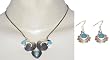 Womens Jewelry Set Silver Turquoise Earrings and Necklace