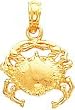 14K Gold Crab Pendant