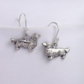Dachshund Long Haired Sterling Silver Earrings