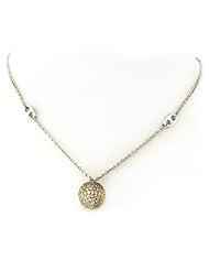 Ladies sterling silver gold tone disco ball necklace