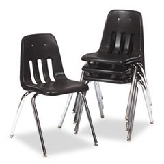 Virco 90879C59 Series 9000 Plastic Stack Chair, Black/Chrome Frame, Four/carton On Sale