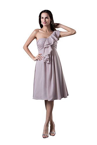 ... Womenâ€™s One Shoulder Empire Knee Length Chiffon Casual Prom Dress