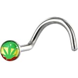 Surgical Steel Color RASTA GANGA LEAF Logo Nose Ring