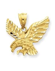 14k Gold Satin Diamond-cut Eagle Pendant