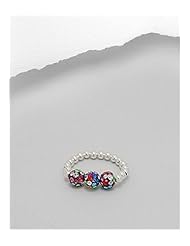 Mixed Colors Stretch Ring In Sterling Silver