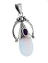 Unique Sterling Silver Opal Glass and Purple Amethyst Pendant