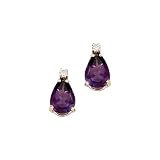 14K Yellow/White Gold 0.06 ct. Diamond and 2 5/8 ct. Teardrop Shaped Amethyst Earrings