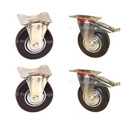 2 Bockrollen & 2 Lenkrollen mit Bremse, 200 mm, 