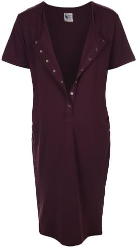 BambooMama Women's Birthing Shirt - For Pregnancy, Labor and Nursing -Large (Pre-pregnancy US Size 12-14)-Berry Red