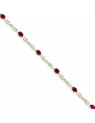 Genuine 14K Yellow Gold Diamond And African Ruby Oval Bracelet 4 Grams Of Gold 100% Satisfaction Guaranteed.