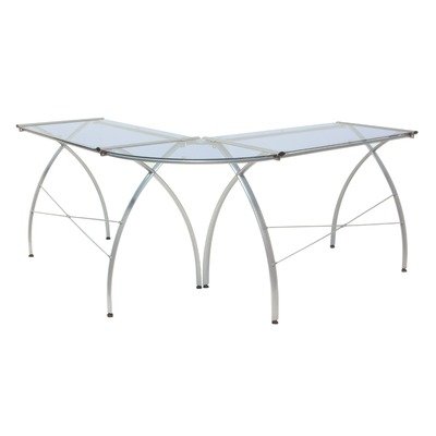 Jameson L-Shaped Glass Writing / Laptop Desk - Blue Glass - 50310