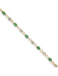14k Diamond And Emerald Oval Bracelet