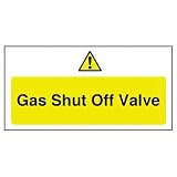Gas Shut Off Valve Sign Self Adhesive. 100x200mm.