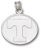 Tennessee Volunteers Solid Sterling Silver ''T'' Oval 5/8'' Pendant