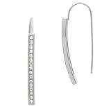 Sterling Silver Diamond cz stone Bar Earrings