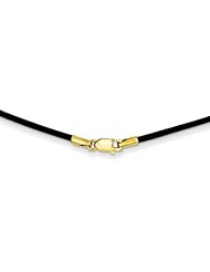 14k Yellow Gold 1.5mm 18in Black Leather Cord Necklace.