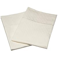 Renaissance Collection 600 Thread-Count Woven Stripe Cotton Standard Pillow Case Set, Ivory