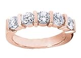 Women's 5 Stone Diamond Ring in Round Cut Diamonds Bar Setting - Includes Appraisal / Certificate of Authenticity ( 2.00 Total Carat Weight | FG-VS Quality | 18k Rose Gold ) Finger Size -