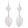 Earrings With 29.00ctw Precious Stones - Genuine 11x11 - 3.5x3.5mm Freshwater Pearls and Quartz in 925 Sterling silver. Total item weight 11.8g Length 65mm