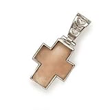 Sale 20% Off Sterling Silver Peach Moonstone Christian Cross Pendant