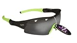 RayZor Professional Lightweight UV400 Black Sports Wrap Running Sunglasses, With a 1 Piece Vented Smoked Mirrored Anti-Glare Lens.