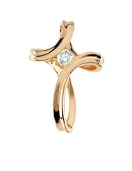 Clevereves 14K Yellow Gold 25.00X17.50 mm Cross Pendant W Diamond