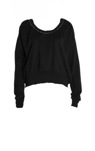 Adidas Damen Sweatshirt Crew, black/real green, 38, V32332