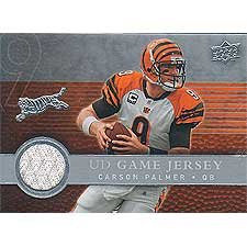 Carson Palmer 2008 Upper Deck Authentic Game Used Jersey (White) Insert Card #UDGJ-CP.