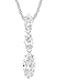 Platinum Plated Sterling Silver Cubic Zirconia Marquise-Shaped Pendant Necklace