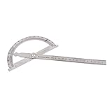 uxcell 分度器定規　ステンレス鋼製シルバートーン　0 - 15cmルーラー　0-180度範囲