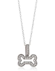 KC Designs "Trinkets" Diamond 14k White Gold Small Dog Bone Pendant Necklace, 16"