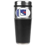 New York Rangers - 16oz Travel Tumbler with Black Sleeve