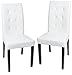 Roundhill Furniture Solid Wood Leatherette Padded Parson Stitches Design Chair, White, Set of 2