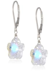 Sterling Silver Swarovski Elements Crystal Aurora Borealis Rounded Star Earrings