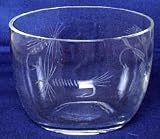 Individually Hand Etched Fishing Fly Small Glass Salad Bowl 3 1/2"H 4 3/4"D Set of Two