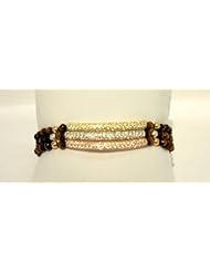 Stretch Bracelet Set of Three on 4mm Faceted Tigers Eye with Sterling Cz Pave Bars Gold Plated Rose Gold and White Gold Plated Handmade 6.5 Inches Size Unique