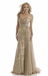 Beaded Crystal Crystals Lace Applique Chiffon/Taffeta/Tulle Prom Dress 