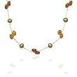 16" 14K Yellow Gold Necklace with Cultured Freshwater Brown Pearls and Hessonite