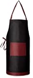 Küchenschürze - Grillschürze mit Vordertasche - Baumwolle - schwarz/ bordeaux