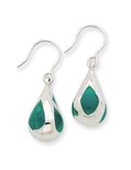 Sterling Silver Green Resin Raindrop Earrings QE1575"