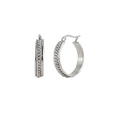 Stainless Steel Roped Hoop Earrings