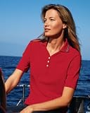 Outer Banks 6.8 oz Ringspun Cotton Pique Ladies' Y-Neck Polo with Striped Trim by Outer Banks (Style# 2113)