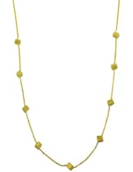 14 Karat Yellow Gold Cube Station Necklace (17 Inch)